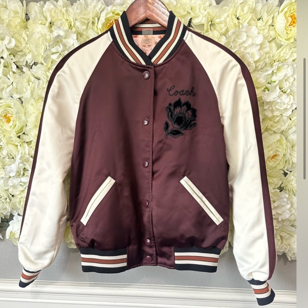 Coach Reversible Souvenir Jacket SIZE XS - RETAIL $500 burgundy, pink, & brown!